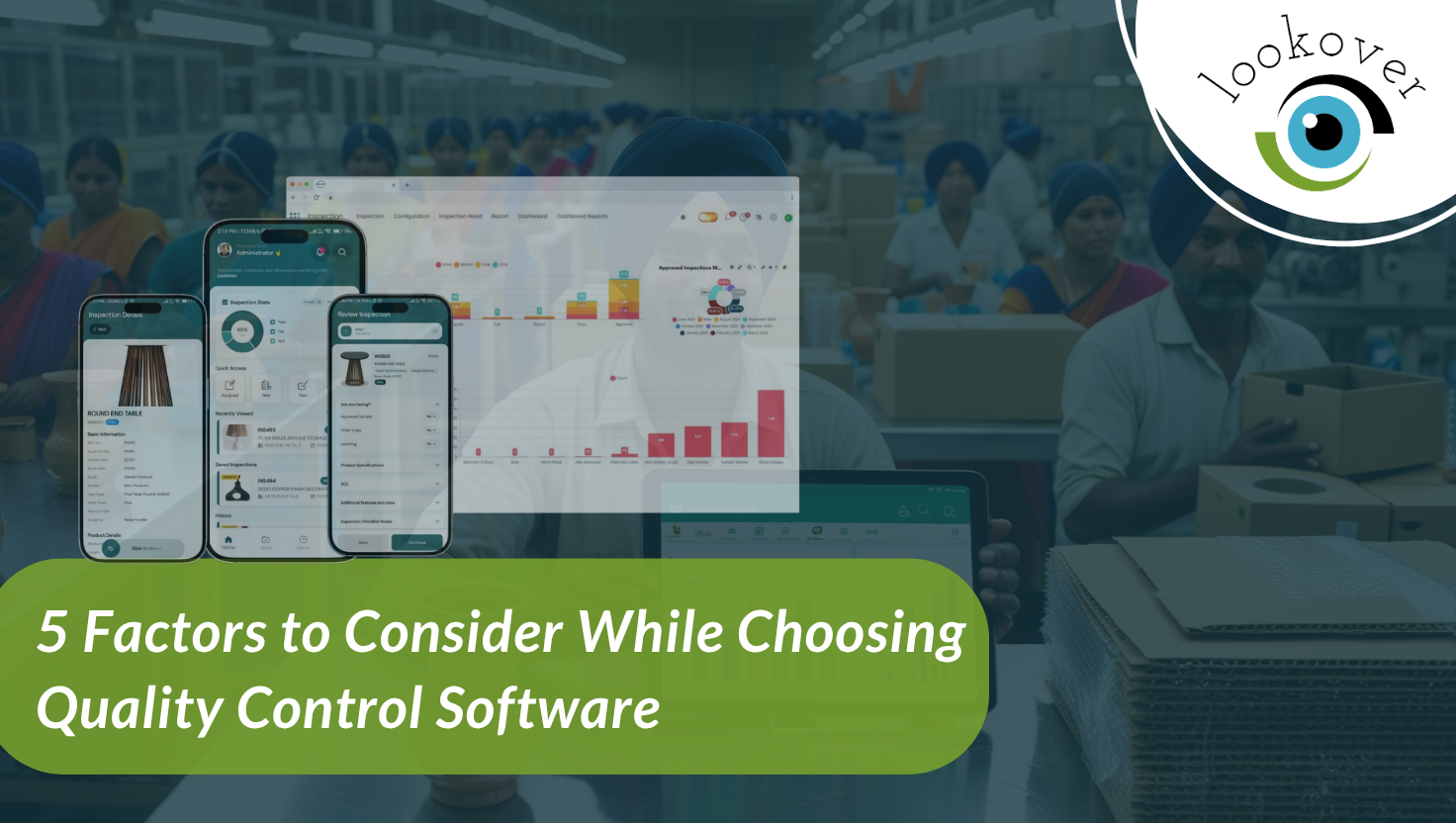 Handicraft manufacturing expert using quality control software in a traditional workshop environment