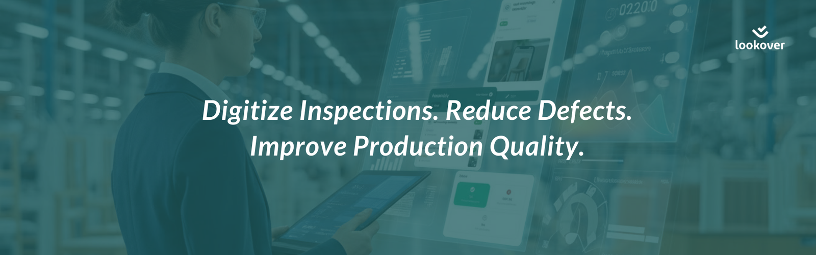 Inspector using digital quality control inspection software to check furniture manufacturing defects